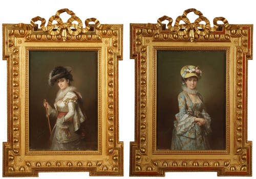 C.-J. Brochart, “Young Horsewoman” &amp; “Girl With The Hat,” France circa 1870