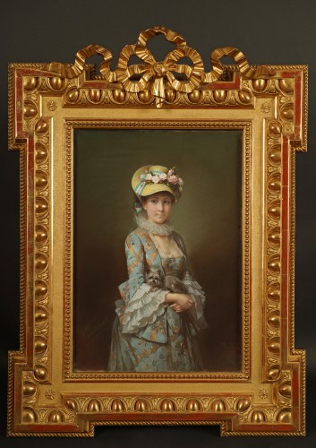 Paintings & Drawings  - C.-J. Brochart, “Young Horsewoman” &amp; “Girl With The Hat,” France circa 1870