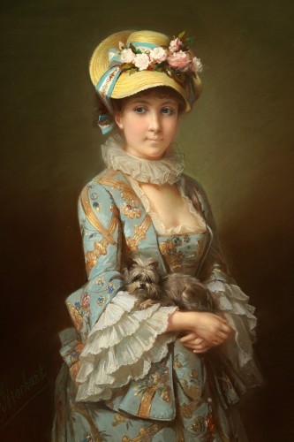 19th century - C.-J. Brochart, “Young Horsewoman” &amp; “Girl With The Hat,” France circa 1870