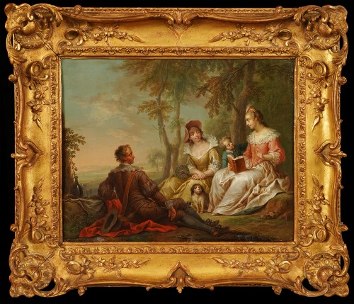 Tableaux et dessins Tableaux XVIIIe siècle - F.-C. Janneck, « La Première rencontre » « La Lecture », Autriche circa 1740