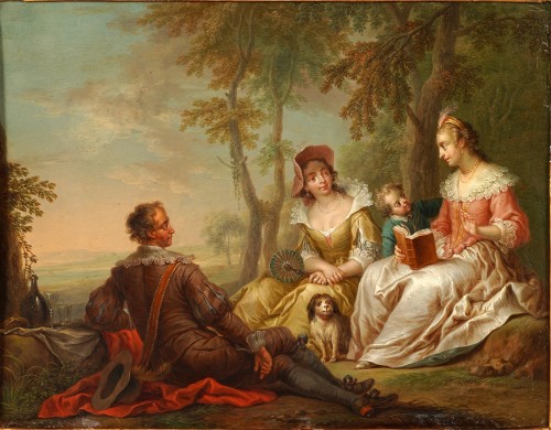 F.-C. Janneck, « La Première rencontre » « La Lecture », Autriche circa 1740 - Tobogan Antiques