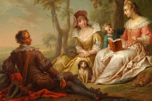 XVIIIe siècle - F.-C. Janneck, « La Première rencontre » « La Lecture », Autriche circa 1740