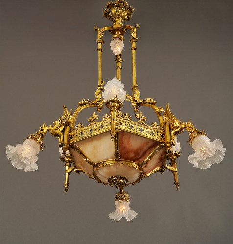 20th century - Neo-Gothic Dragons Chandelier, France Circa 1900, attributed to Susse &amp; Lelièvre