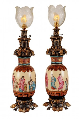 Paire de lampes Néo-grecque, France circa 1860