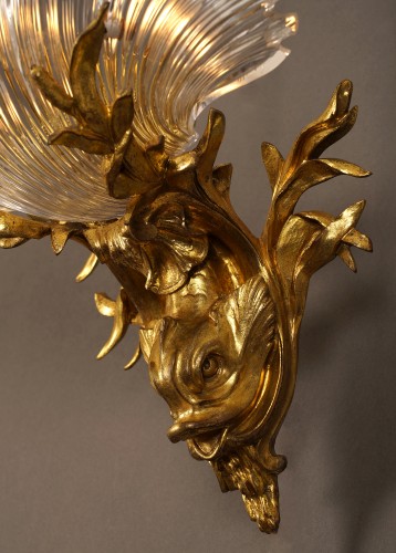 Lighting  - Pair of Wall Sconces "with Dolphins", attributed to Gagneau Circa 1900