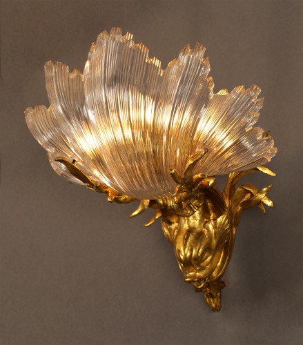 20th century - Pair of Wall Sconces "with Dolphins", attributed to Gagneau Circa 1900