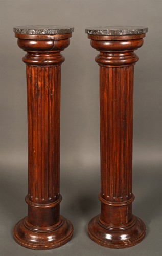 Objet de décoration Colonne Piédestal - Paire de colonnes, bois et marbre, France circa 1880