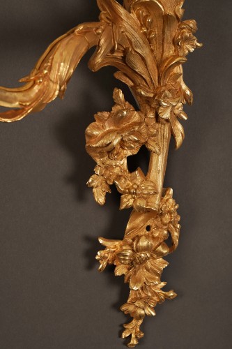 Pair of gilt bronze wall lights with acanthus leaves, France Circa 1870 - 