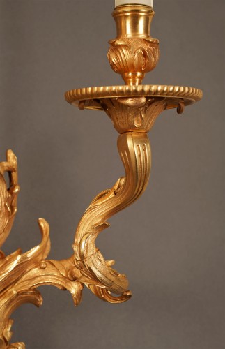 19th century - Pair of gilt bronze wall lights with acanthus leaves, France Circa 1870