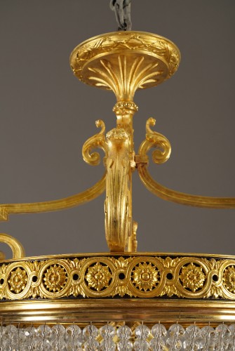 Bagues, Pair of gilt bronze basket chandeliers, France Circa 1880 - Napoléon III