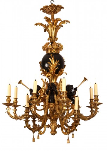 Maison Graux-Marly, lustre aux putti musiciens, France circa 1860