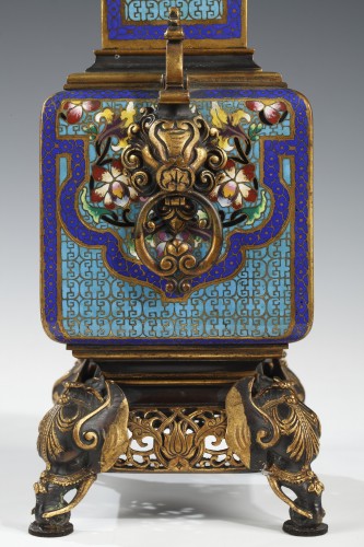 19th century - Pair of Cloisonne enamel Vases Attributed to A. Giroux, France, Circa 1860