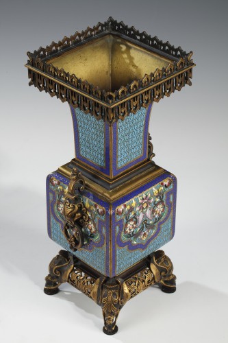 Pair of Cloisonne enamel Vases Attributed to A. Giroux, France, Circa 1860 - Napoléon III