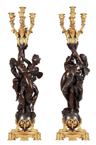 Pair of Louis XVI Style "Cupid and Psyche" Candelabras, France, Circa 1880