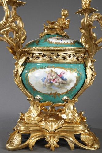 Six-Light Porcelain Centerpiece by Sèvres Manufacture, France, 19th Century - Lighting Style 