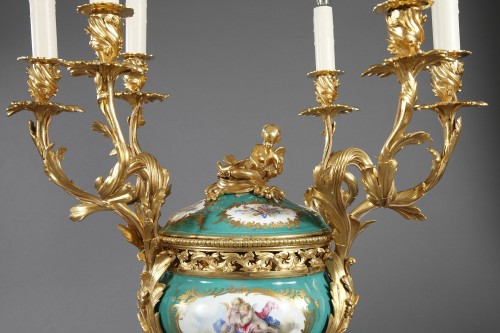  - Six-Light Porcelain Centerpiece by Sèvres Manufacture, France, 19th Century