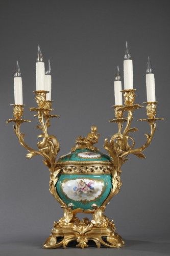 Antiquités - Six-Light Porcelain Centerpiece by Sèvres Manufacture, France, 19th Century