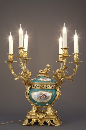 Antiquités - Six-Light Porcelain Centerpiece by Sèvres Manufacture, France, 19th Century