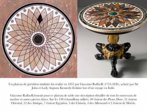 Antiquités - Charles X Period Gueridon &#039;Top Attributed to G. Raffaelli&#039;, France, c. 1825