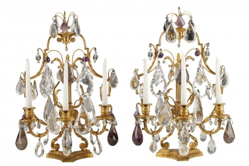 Paire de Girandoles en Cristal de Roche att. à H. Vian, France circa 1890
