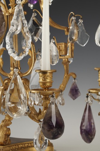 Paire de Girandoles en Cristal de Roche att. à H. Vian, France circa 1890 - Luminaires Style 
