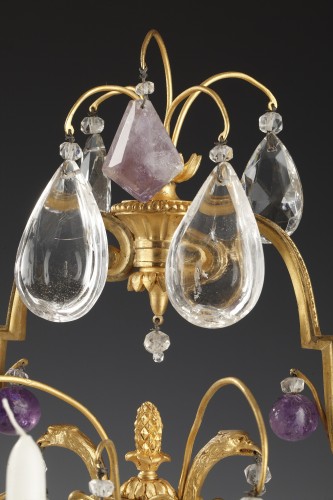 Paire de Girandoles en Cristal de Roche att. à H. Vian, France circa 1890 - Tobogan Antiques