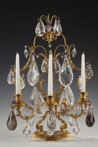  - Pair of Rock Crystal Girandoles Attributed to H. Vian, France, circa 1890