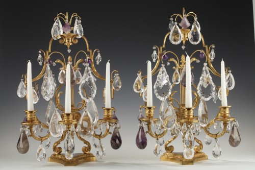 Antiquités - Paire de Girandoles en Cristal de Roche att. à H. Vian, France circa 1890