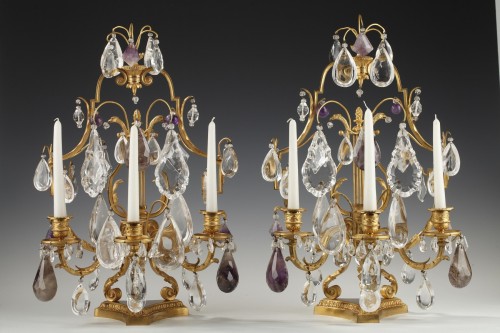 Antiquités - Pair of Rock Crystal Girandoles Attributed to H. Vian, France, circa 1890