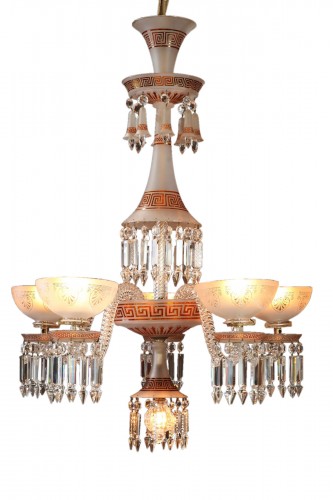 Neo-Greek Opaque Crystal Chandelier attr. to Baccarat, France, Circa 1890
