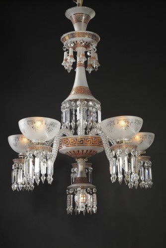 Neo-Greek Opaque Crystal Chandelier attr. to Baccarat, France, Circa 1890 - 
