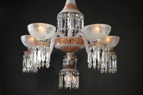Neo-Greek Opaque Crystal Chandelier attr. to Baccarat, France, Circa 1890 - 