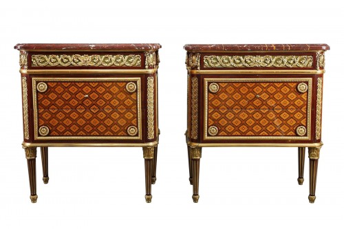 Pair of Louis XVI Style Commodes Attributed to Krieger, France, Circa 1880