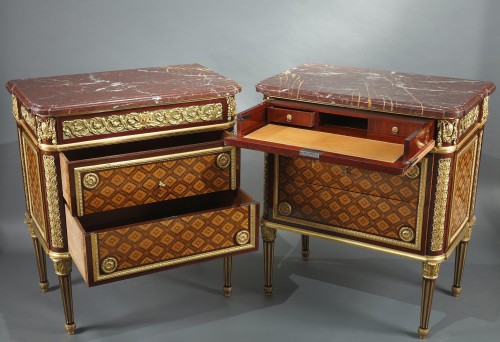 19th century - Pair of Louis XVI Style Commodes Attributed to Krieger, France, Circa 1880