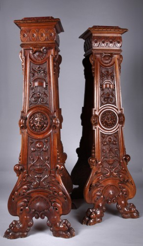 Furniture  -  Pair of Neo-Renaissance Stands, France, Circa 1880
