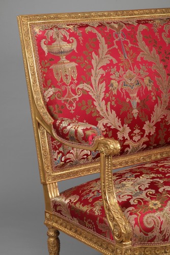 Louis XVI style Giltwood Sofa After a Model by G. Jacob, France, Circa 1880 - 