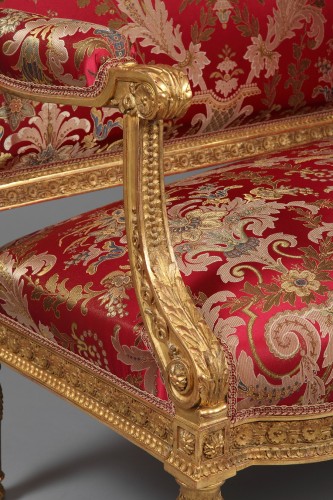  - Louis XVI style Giltwood Sofa After a Model by G. Jacob, France, Circa 1880