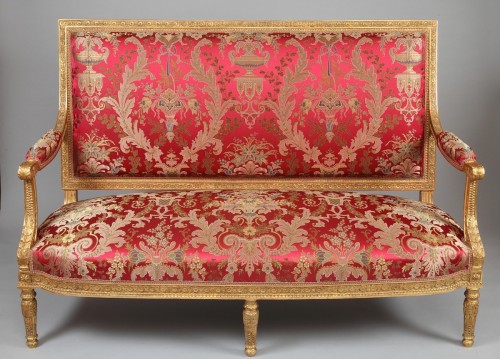 Antiquités - Louis XVI style Giltwood Sofa After a Model by G. Jacob, France, Circa 1880
