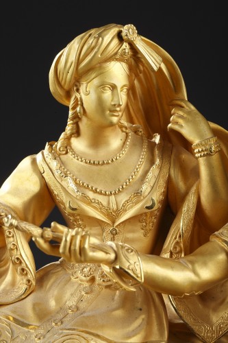  Leila and the Giaour Gilded Bronze Clock, France, Circa 1830 - 