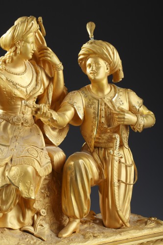 Restauration - Charles X - Pendule philhellénique "Leila et le Giaour", France circa 1830
