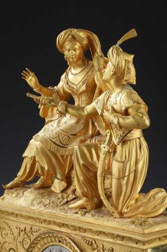 Antiquités - Pendule philhellénique "Leila et le Giaour", France circa 1830