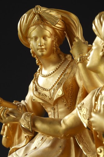 Antiquités - Pendule philhellénique "Leila et le Giaour", France circa 1830