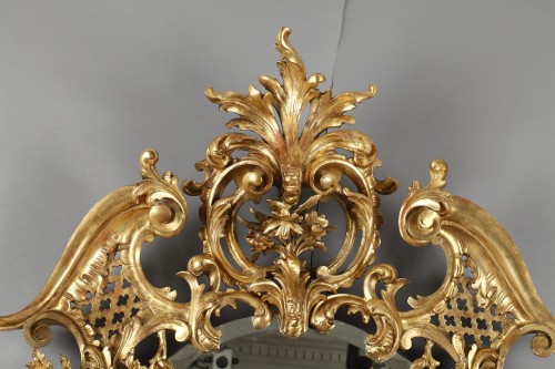 Important Carved Giltwood Mirror, Italy Circa 1880 - Mirrors, Trumeau Style 