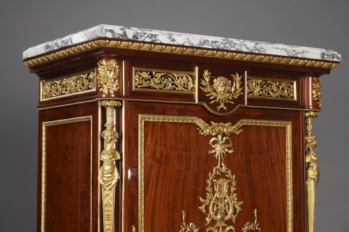  - Louis XVI Style Cabinet and its Companion Vitrine by Linke, France c 1890