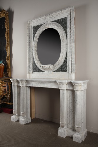 Important Marble Chimneypiece and Overmantel, France, Circa 1880 - 