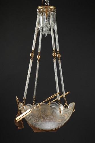 Lustre en cristal " La Nef" attribué à Baccarat, France circa 1870 - Luminaires Style Napoléon III