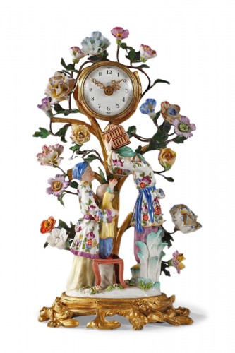Louis XV Style Porcelain Clock attributed Samson & Cie, France Circa 1880