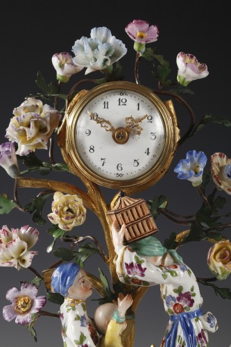Pendule en porcelaine polychrome attribuée à Samson & Cie, France circa 1880 - Horlogerie Style 