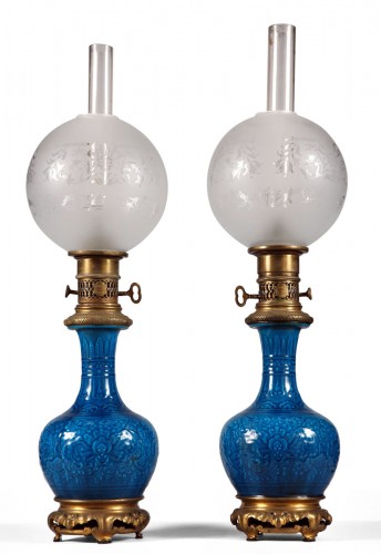 Pair of Orientalist Lamps Signed ThD and Gagneau, France circa 1875