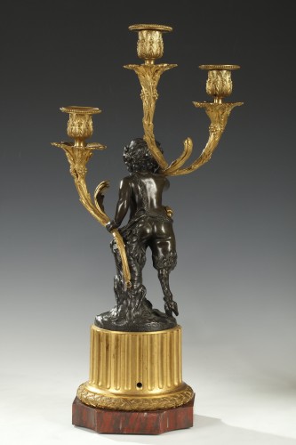XIXe siècle - Paire de candélabres "Faune et Bacchus" d'après Clodion, France circa 1800